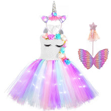 Load image into Gallery viewer, Unicorn Girls Dress With LED Light