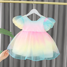 Load image into Gallery viewer, Puff Sleeves Baby Girl Bow Dress