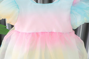 Puff Sleeves Baby Girl Bow Dress