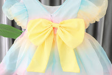 Load image into Gallery viewer, Puff Sleeves Baby Girl Bow Dress