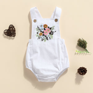Sleeveless Flowers Embroidery Romper