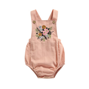 Sleeveless Flowers Embroidery Romper