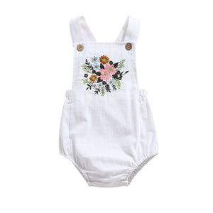 Sleeveless Flowers Embroidery Romper