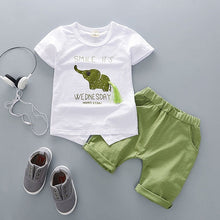 Load image into Gallery viewer, Cotton Summer Clothing Sets for Newborn Baby Boys from Laudri Shop WHITE TSHIRT AND GREE SHIRTS