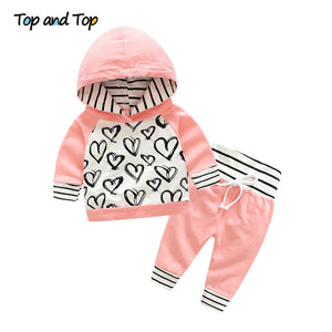Baby Hooded Sweatshirt Striped Pants - Baby Clothes pinkk1