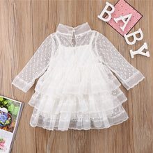 Load image into Gallery viewer, Baby Girls White Lace Dress - White Dress for Baby Girl. Material: Polyester, Cotton.  Sleeve Length(cm): Full. Sleeve Style: Regular. Dresses Length: Above Knee,