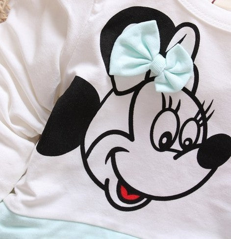 Minnie Stitching Dress Cotton Long Sleeve