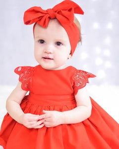 Red Lace Romper Dress for Baby Girls