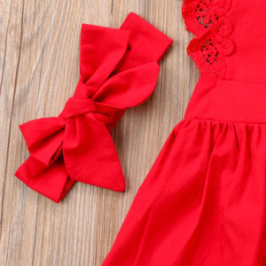 Red Lace Romper Dress for Baby Girls