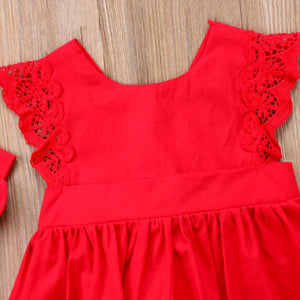 Red Lace Romper Dress for Baby Girls