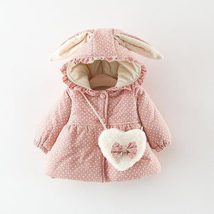 Baby Girls Winter Coat - Baby Girl Winter Coat 6-36 Months PINK WITH DOTTS