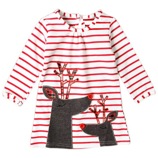 Christmas Dress For Girls - Toddler Girl Christmas Dress. Material: Polyester, Cotton  Dresses Length: Knee-Length  Style: Casual  Decoration: Appliques  Silhouette: Straight 17