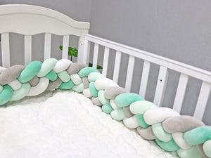 Soft Baby Bed Bumper Four Braid - Braided Bed Bumper. Size: 350,300,60,290,Two Seventy/270,65,70. Age Range: 7-9 months,10-12 months,2 years Up,13-18 months,19-24 months,0-3 months,4-6 months5
