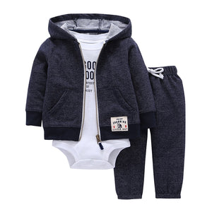 Cotton Long Sleeve Hooded Jacket Pant Rompers