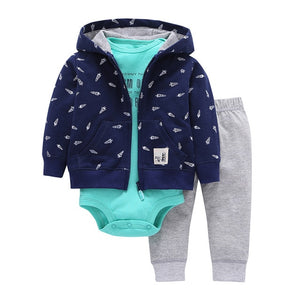 Cotton Long Sleeve Hooded Jacket Pant Rompers1