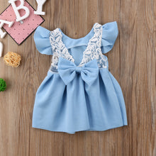 Load image into Gallery viewer, Baby Tops Bow Dresses  - Baby Tutu Dress | Laudri Shop blue