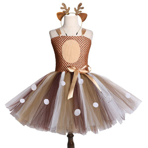 Deer Tutu Dresses Kids Girls Halloween Costume Elk Christmas Wear With Headband from Laudri Shop 