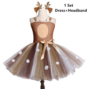 Deer Tutu Dresses Kids Girls Halloween Costume Elk Christmas Wear With Headband from Laudri Shop 1