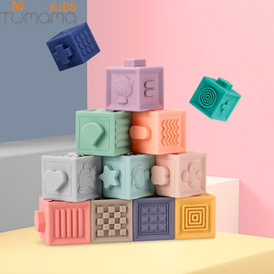 Baby Grasp Toy Building Blocks - Montessori Building Blocks. Material: Silicon.  Age Range: < 3 years old,13-24 Months,0-12 Months. Features: Soft, Musical. Warning: Far Away from Fire