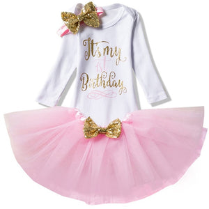 Summer Party Baby Girl Dress 3pcs Clothing Sleeve Style: REGULAR Material: Voile, Viscose, Polyester Silhouette: Ball Gown Collar: O-neck Dresses Length: 2
