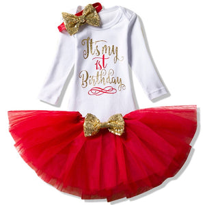 Summer Party Baby Girl Dress 3pcs Clothing Sleeve Style: REGULAR Material: Voile, Viscose, Polyester Silhouette: Ball Gown Collar: O-neck Dresses Length: 1