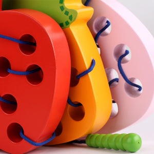Montessori Wooden Toys Worm Eat Fruit2